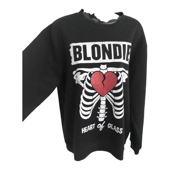 Blondie heart of glsss red sparkly heart & ribcage graphic print sweatshirt sz S - Picture 1 of 9